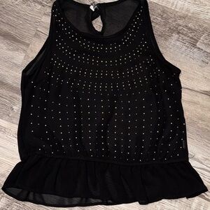 Women's Black W/Studs Chiffon Tank Top Size Medium Brand Poof